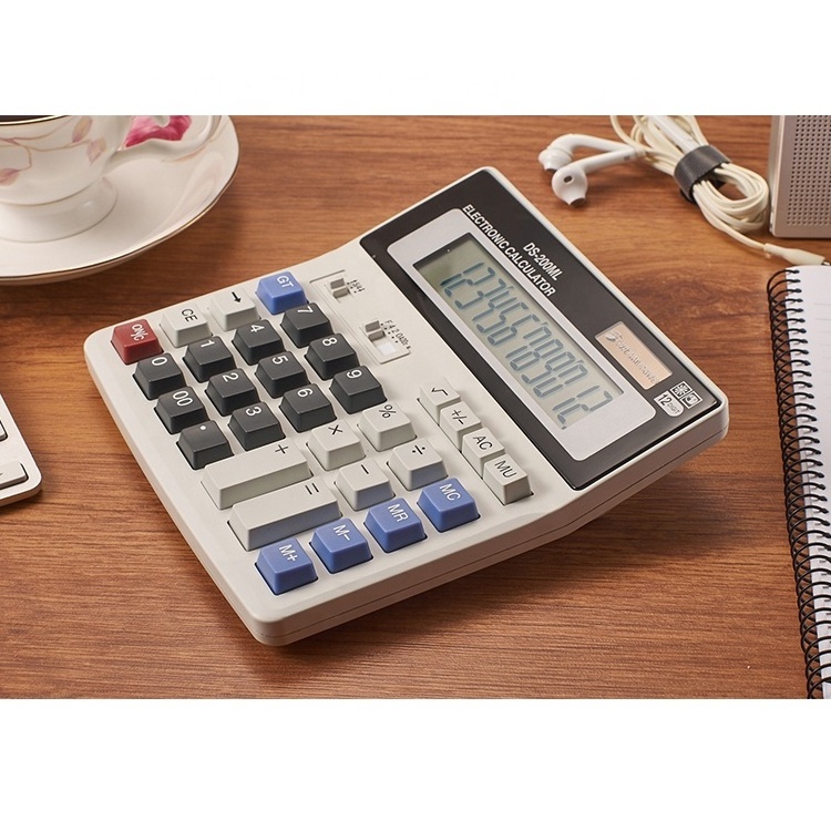 Wholesales 12 digits two way power calculator Electronic bare solar cell calculator desk office big display calculator