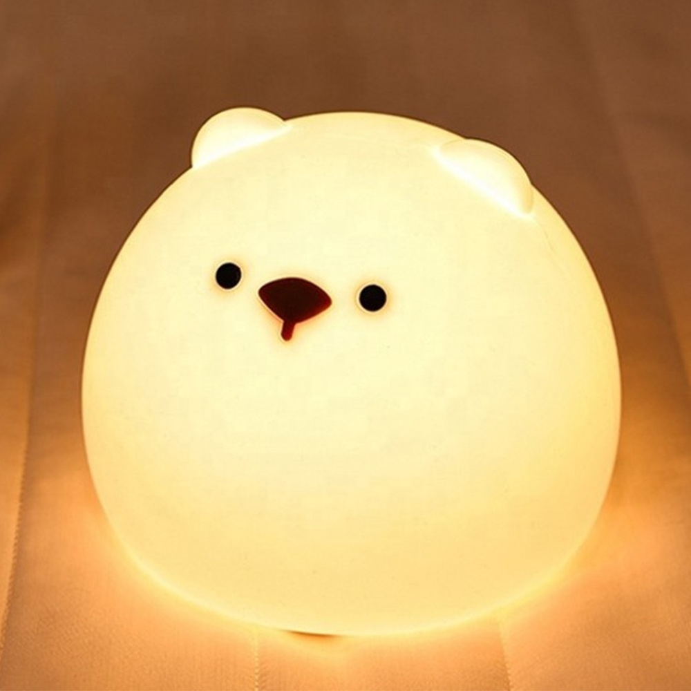 Little Bear Led Night Light Child Silicone Light USB Rechargeable Touch Sensor Colorful Lamp for Kids Bedroom