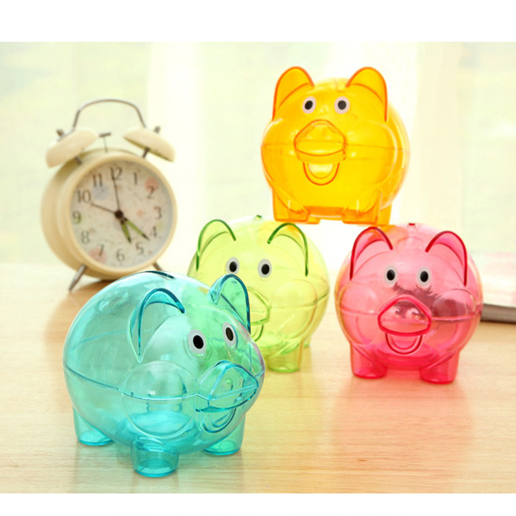 Christmas transparent piggy Money Box Coin save Bank Tin Can pig jar wholesales promotional gift for kids student children