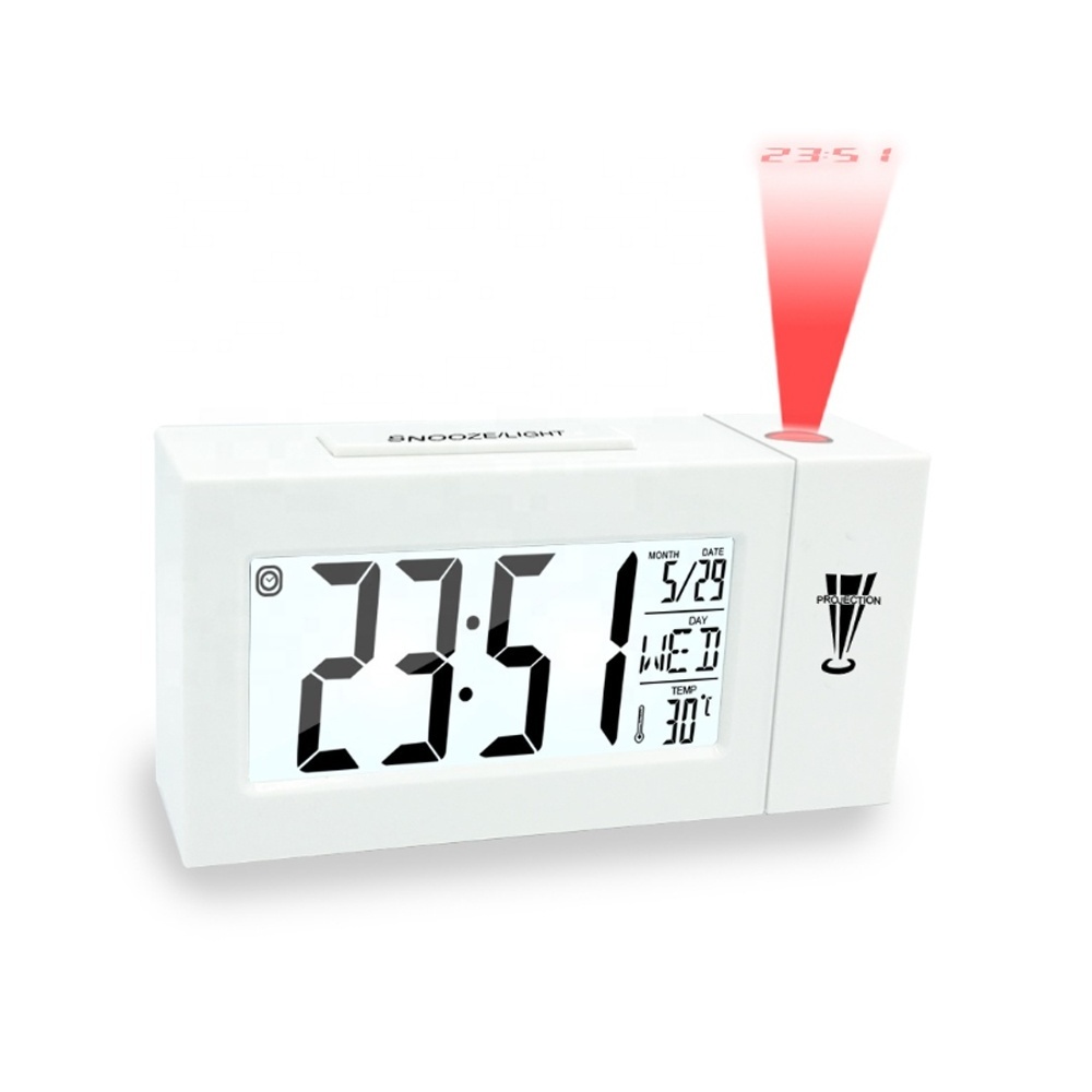 Digital LCD Rotation Projector Projection Alarm Clock Ceiling Display 12/24 H Desk Table Clock Temperature For Bedrooms