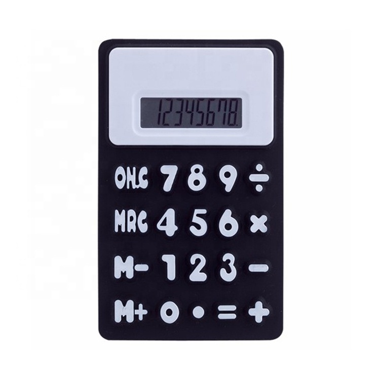 Flexible waterproof silicone Calculator  with Solar Power Promotional Silicon Mini Pocket 8 digital foldable calculator