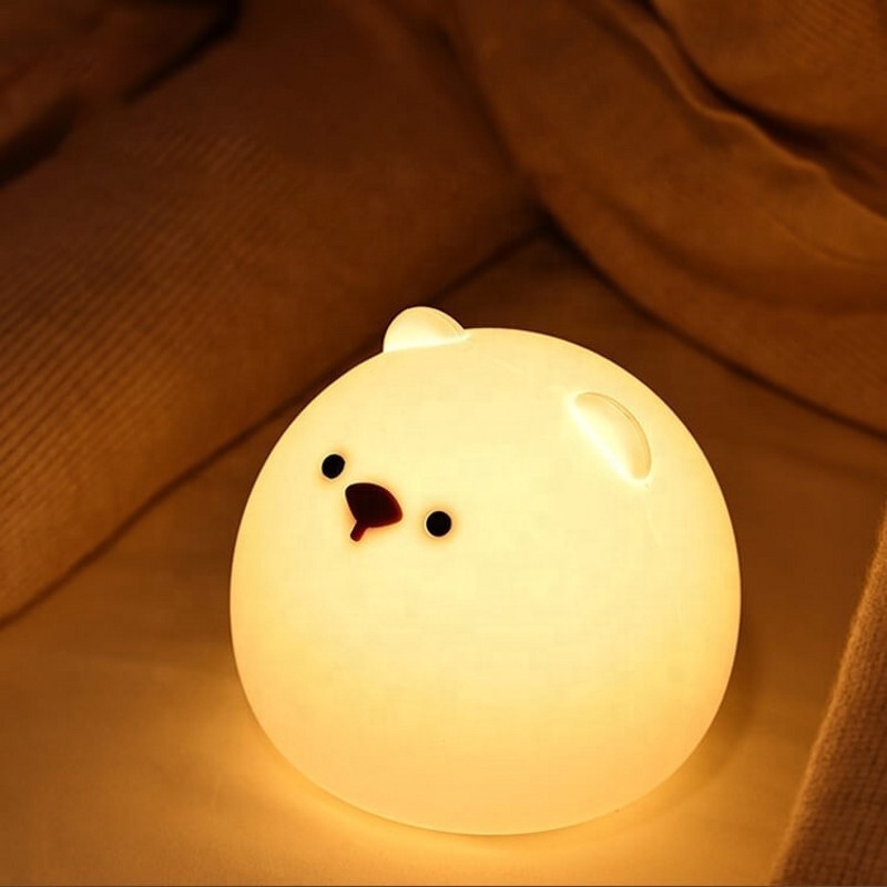 Little Bear Led Night Light Child Silicone Light USB Rechargeable Touch Sensor Colorful Lamp for Kids Bedroom