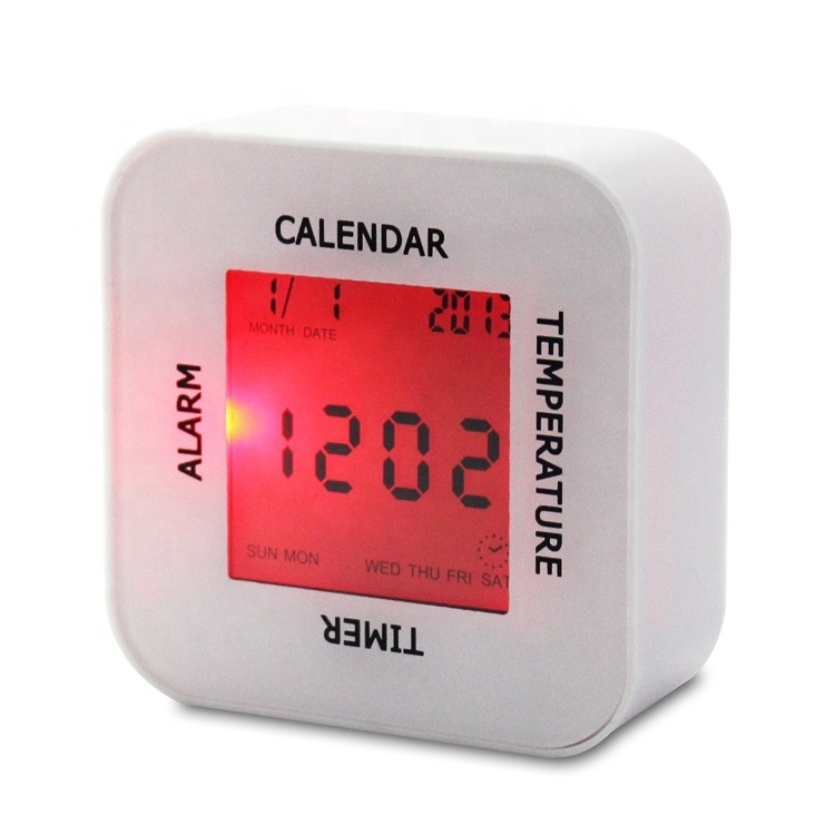 Multi-function digital rotation induction alarm clock timer calendar temperature desktop clock 4-side Rotation countdown