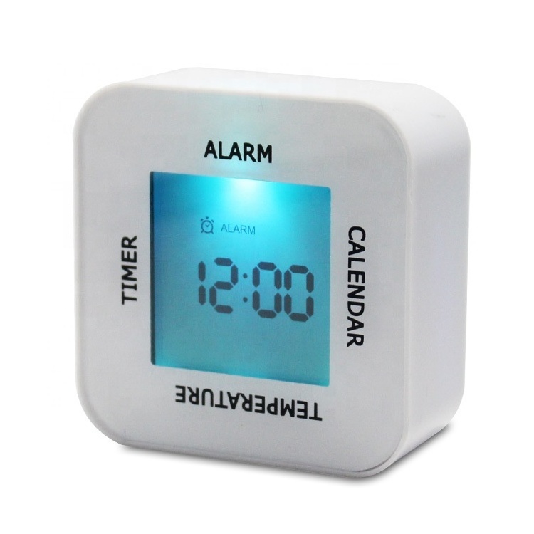 Multi-function digital rotation induction alarm clock timer calendar temperature desktop clock 4-side Rotation countdown