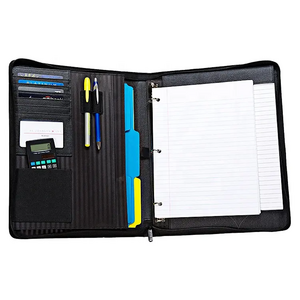 Winbond PU Leather Portfolio Organizer Professional Business Portfolio Padfolio Folder with Zipper for Men and Women