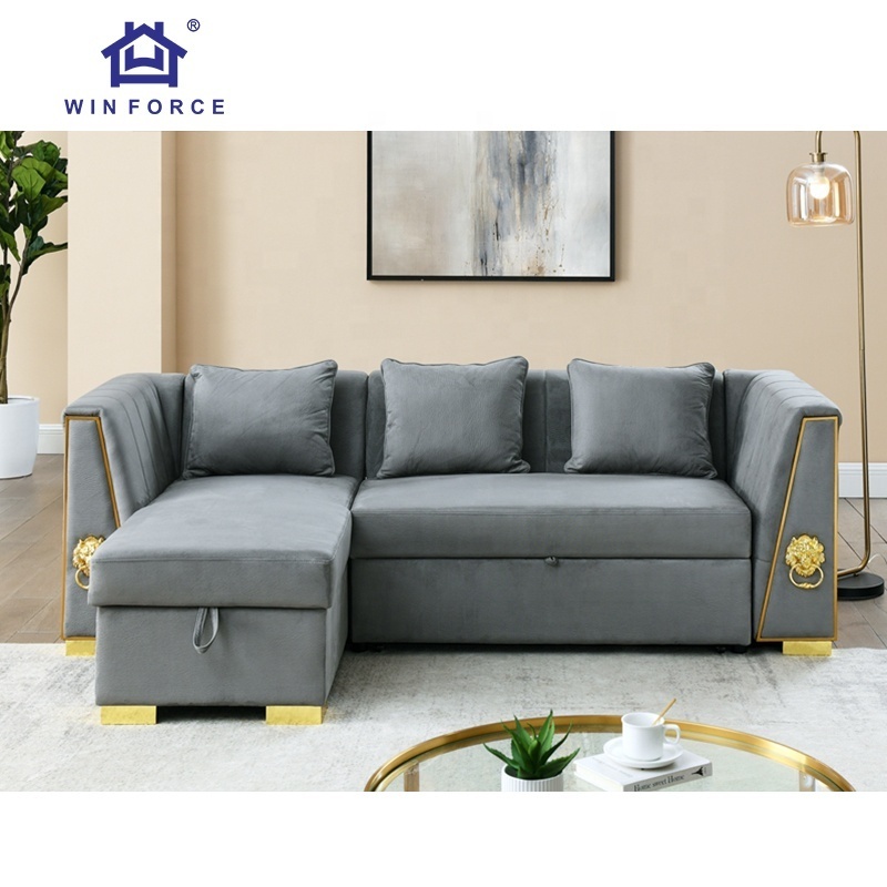 Panic Buying Sleeper Couch Bed with Storage Modular Sectional Pull Out Sofa Bed Living Room Furniture