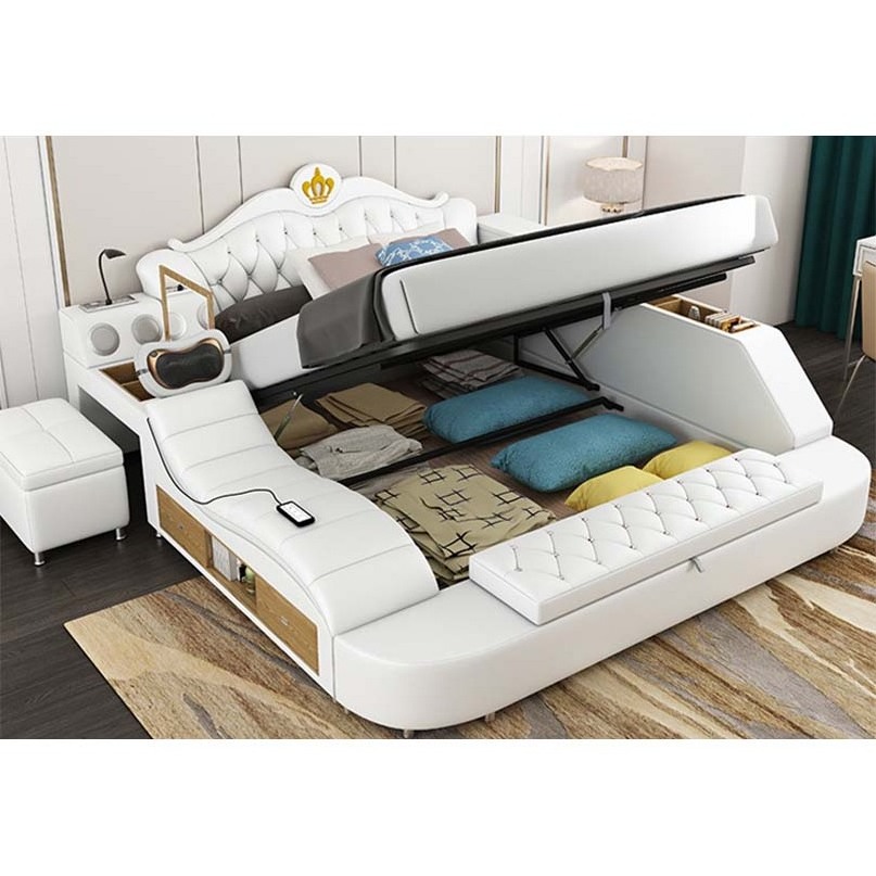 King Size Smart Bed with Massage Function Multifunction Bed Furniture Storage Sofa Beds Low Prices Modern