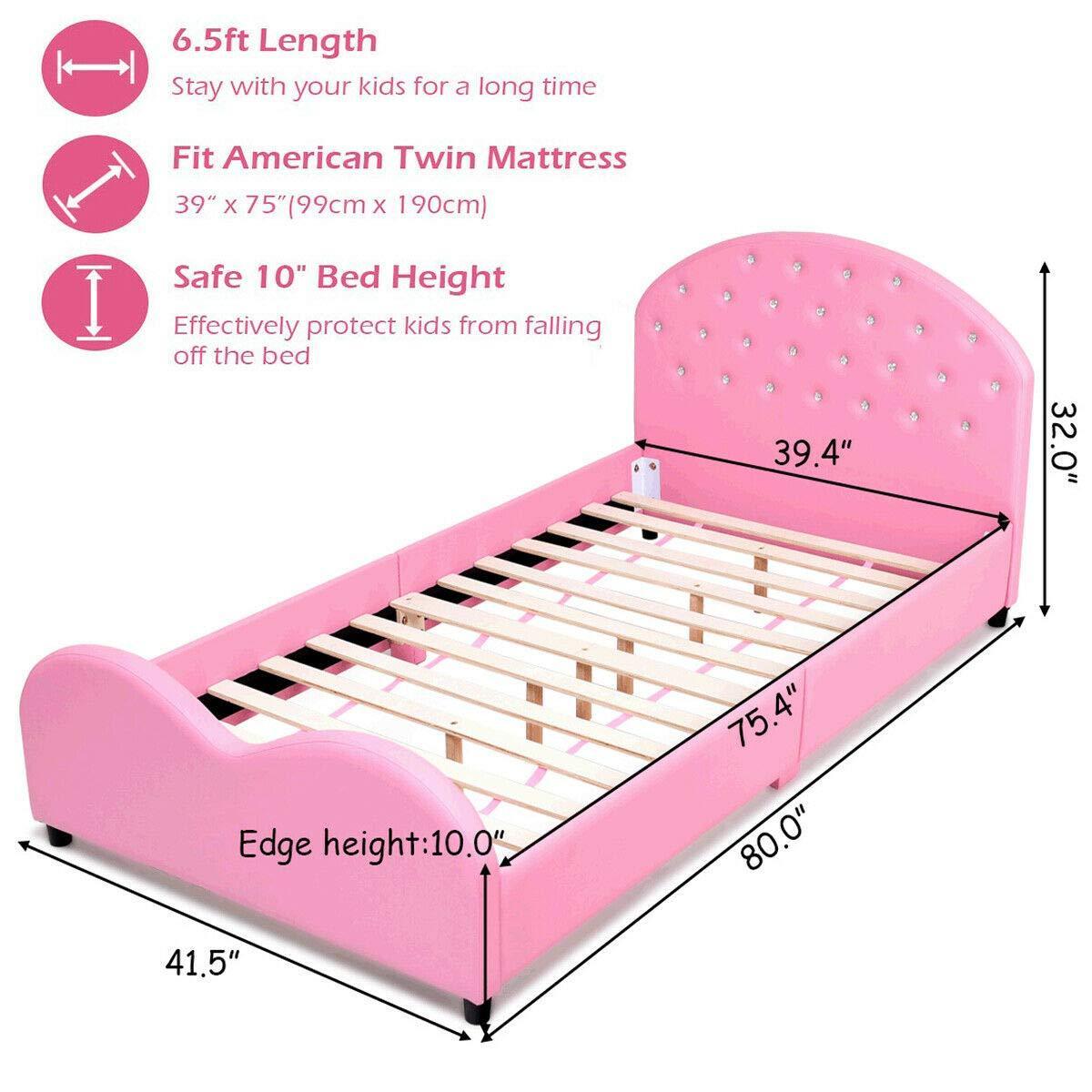 Winforce Modern Pink Bedside Kids Furniture Set Baby Toddler Bed Bedroom Furniture Single Kids Bed