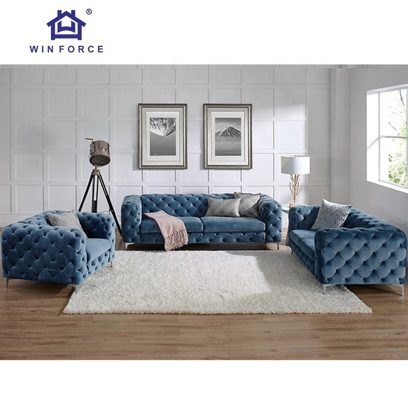 Wholesale Price Peach Fuzz Upholstery Velvet Royal Sofa Set Luxury Living Room Furniture Modern Tuft Nailed Turkish Sofas