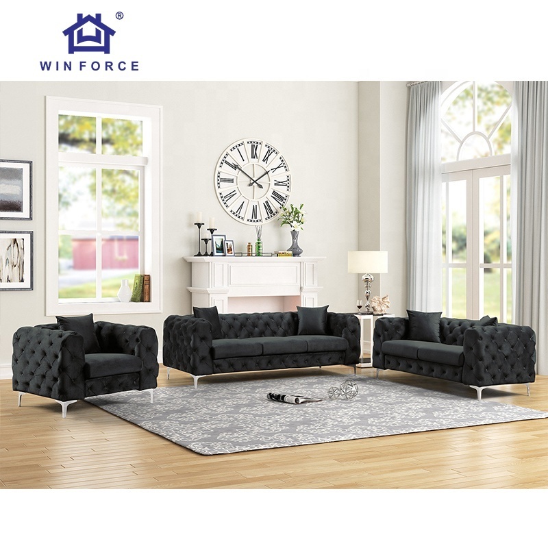 Wholesale Price Peach Fuzz Upholstery Velvet Royal Sofa Set Luxury Living Room Furniture Modern Tuft Nailed Turkish Sofas