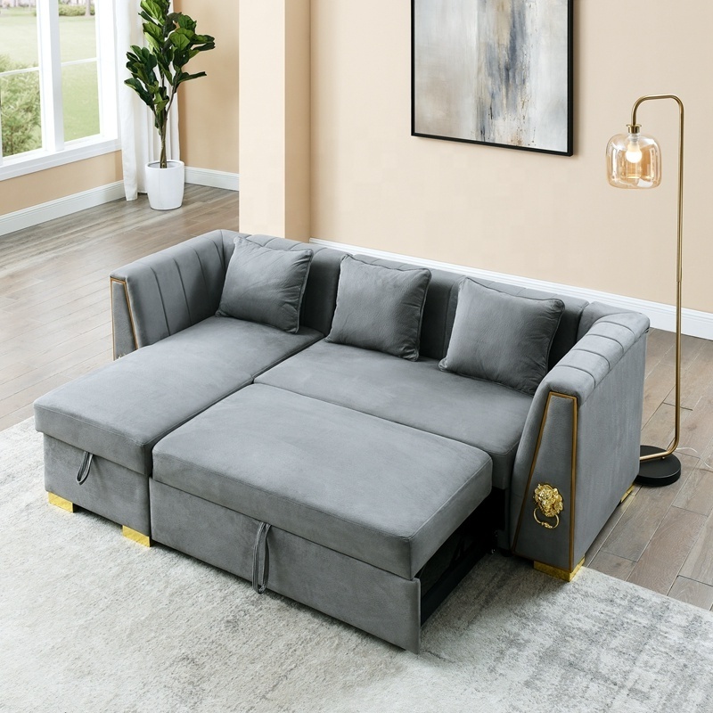 Panic Buying Sleeper Couch Bed with Storage Modular Sectional Pull Out Sofa Bed Living Room Furniture