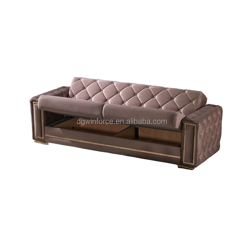 Winforce Modern European 1 2 3 Seat Living Room Sofa Set Furniture Luxury Design Antique Brown Velvet Sofa Bed With Storage