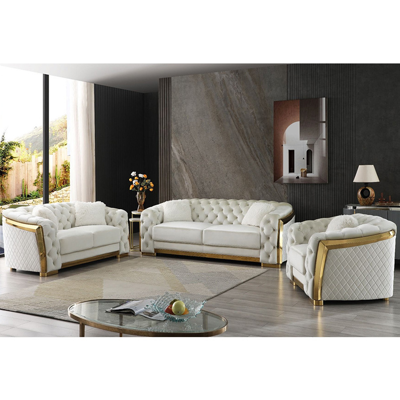 Wholesale Price Peach Fuzz Upholstery Velvet Royal Sofa Set Luxury Living Room Furniture Modern Tuft Nailed Turkish Sofas