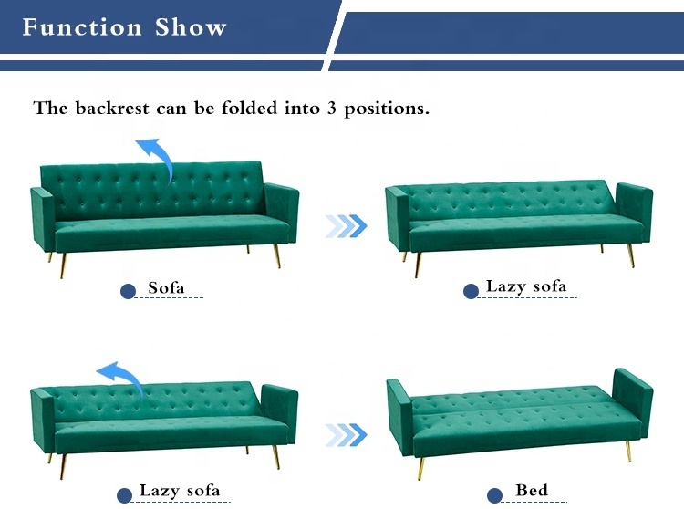 2024 Hot Sell Futon Couch Sofas For Home 3Seater Sofa Bed Folding Sofa Bed Modern Living Room Furniture