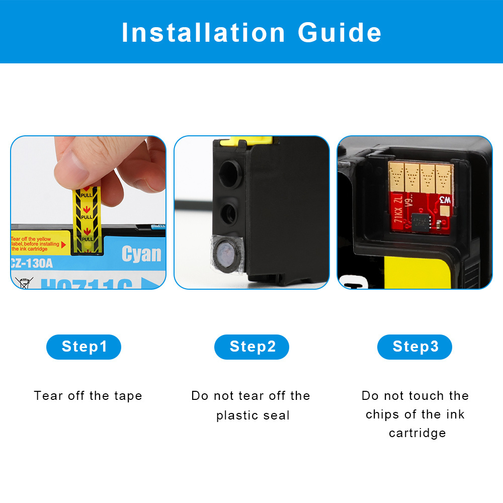 Compatible Ink Cartridge For HP 711 711XL  Replacement Ink Cartridge With Ink With Chip For HP DesignJet T120 T520 Printer