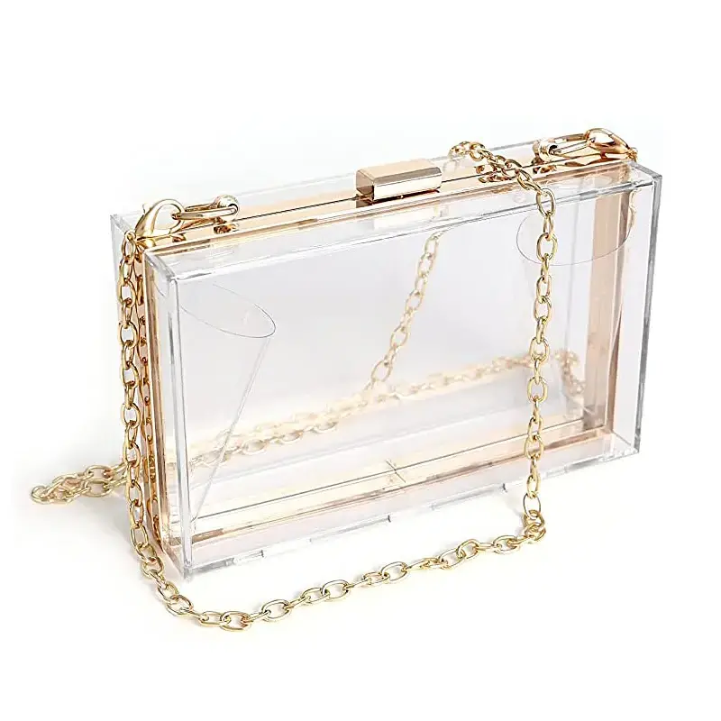 Wholesale Trendy Party Acrylic Transparent Shoulder Sling Bag Clear Box Acrylic Clutch Acrylic Evening Bags