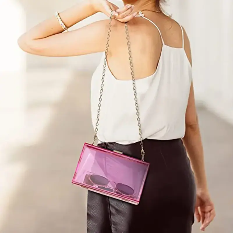 Wholesale Trendy Party Acrylic Transparent Shoulder Sling Bag Clear Box Acrylic Clutch Acrylic Evening Bags