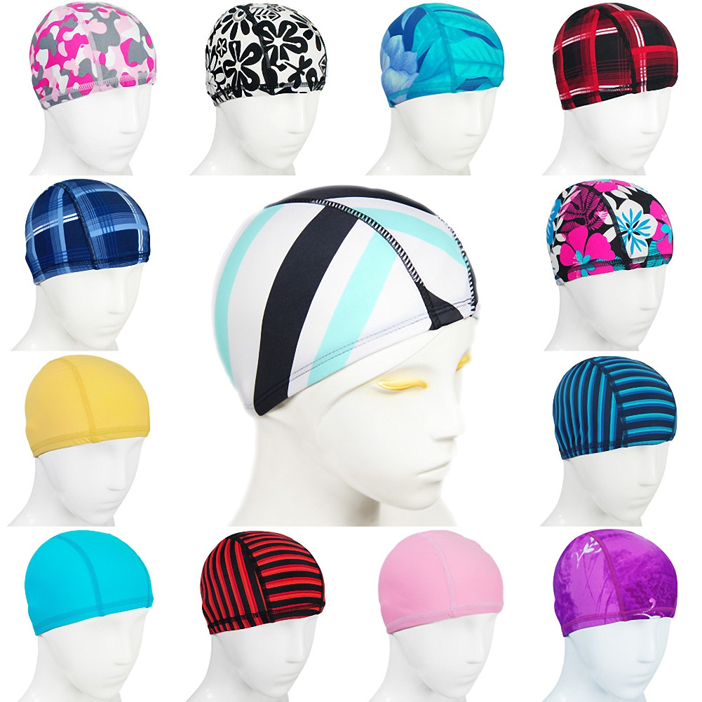 OEM Various Color Lycra swim cap Spandex Swim cap Fabric Swimming cap With Customized Logo