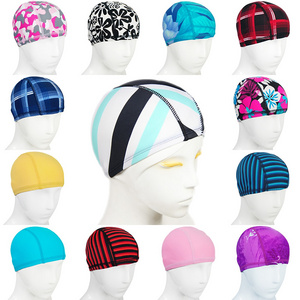 OEM Various Color Lycra swim cap Spandex Swim cap Fabric Swimming cap With Customized Logo