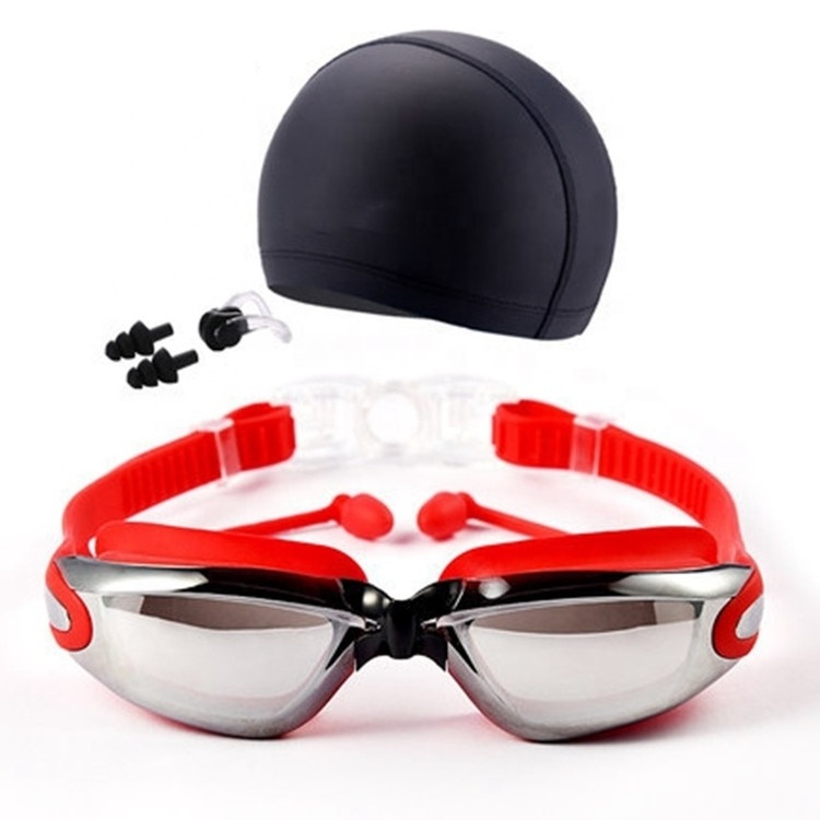 Cap Nose Clip Earplug Hat Packages Goggles for Swim No Leaking Adult UV Protection Triathlon Anti Fog Swimming Goggles