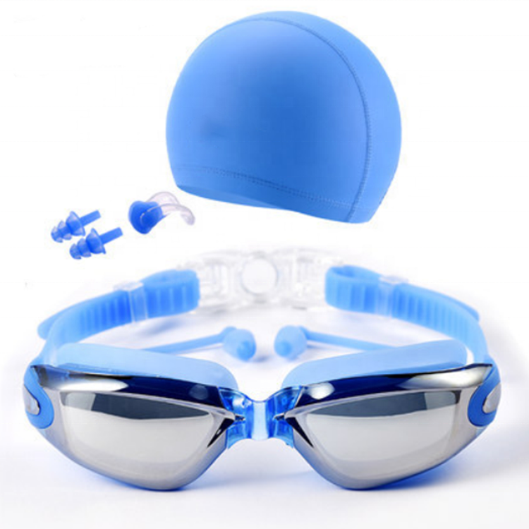 Cap Nose Clip Earplug Hat Packages Goggles for Swim No Leaking Adult UV Protection Triathlon Anti Fog Swimming Goggles