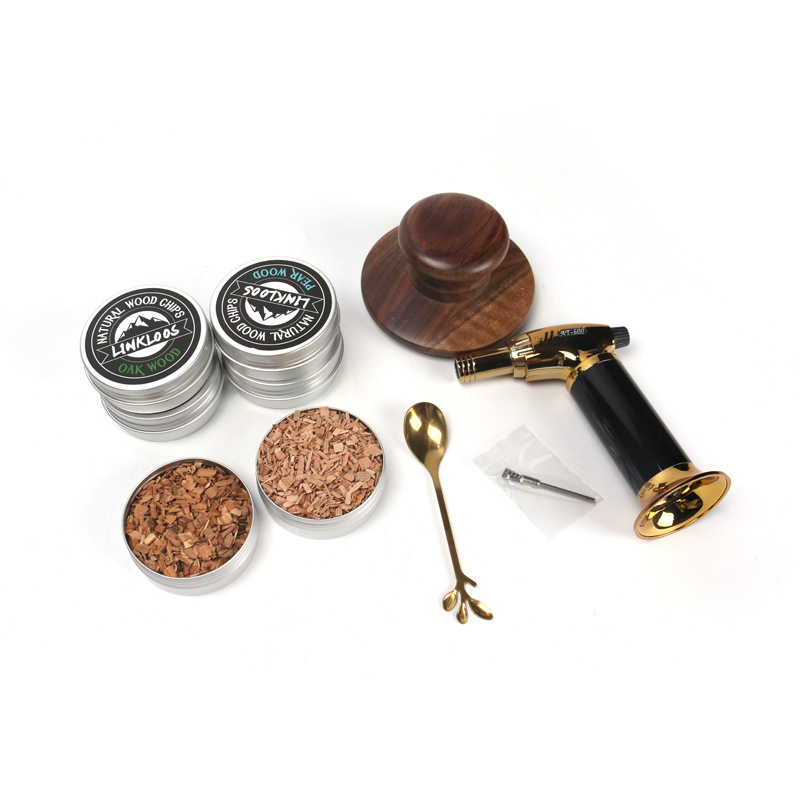 Old Fashioned Bourbon Whiskey Cocktail Smoker Kit  Wood Drink Smoker Infuser Kit with Torch Smoked Cocktail Kit with 4 Flavors