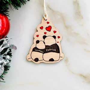 Panda Bear Couple Ornament Personalized, Panda Tags, Couple Names Ornament Our First Christmas Panda Ornament