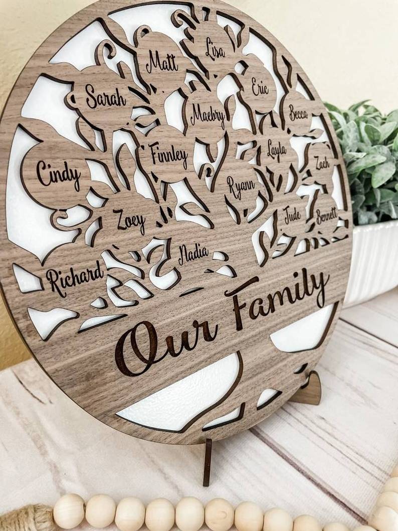 Personalized Family Tree Custom Family Tree Custom present for Mom or Dad Family Tree keepsake Wooden Wall Art