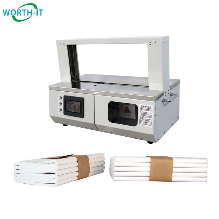 Bandroll Machine WK-20 Table Top Paper Banding Machine Automatic Cartons Banknote Strapping Machine Opp Film or Paper Tape PCB