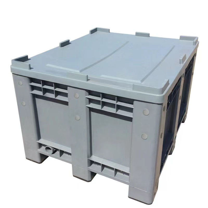 Large Heavy Duty Plastic Pallet Container Logistic Storage Pallet Box Crate with Lid and Wheels