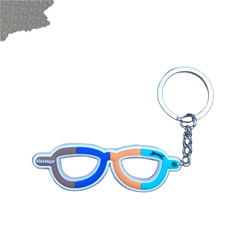 Customized PVC soft rubber glasses modeling key chain plastic key chain small pendant cartoon schoolbag pendant key chain wholes