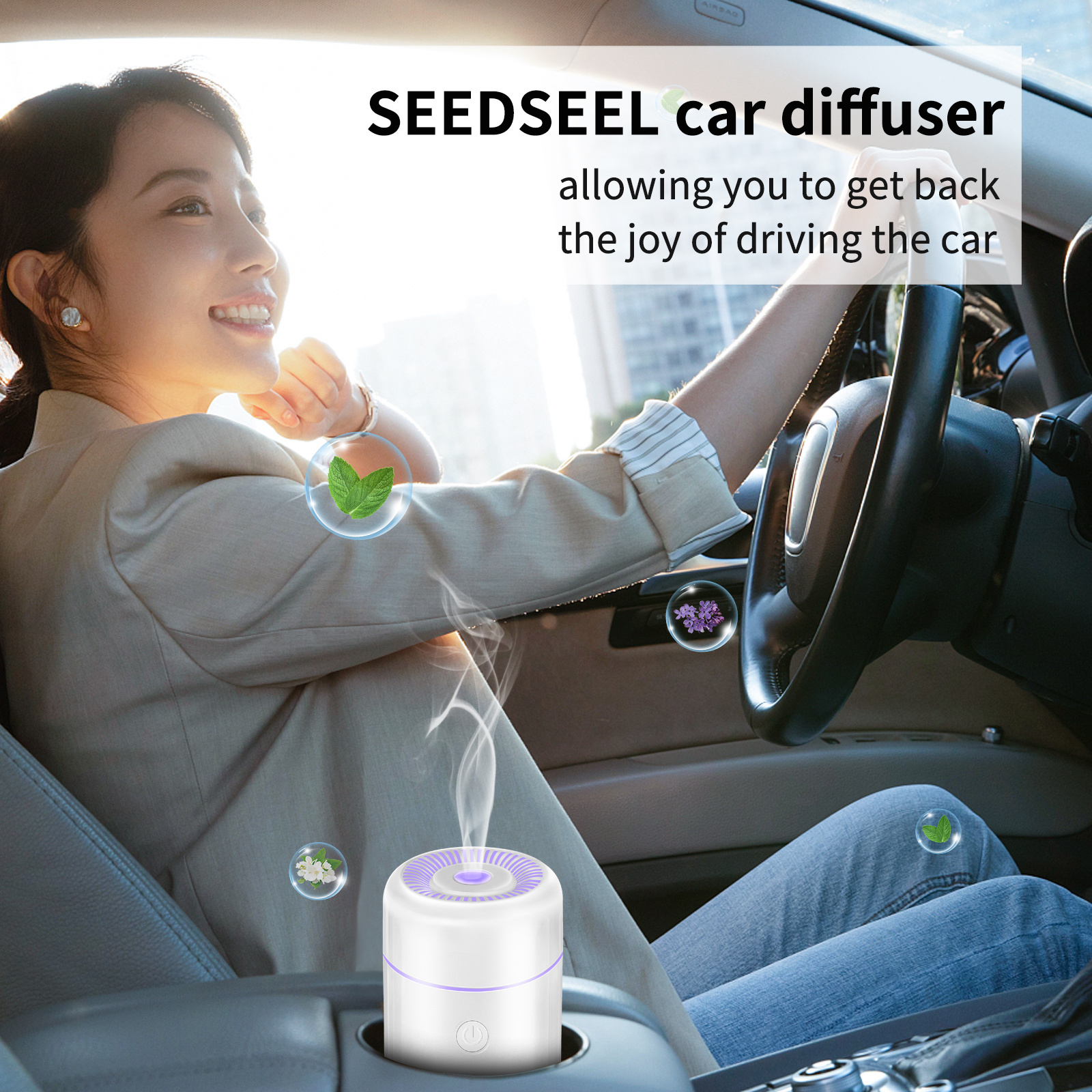 Car Diffuser Humidifier Aromatherapy Essential Oil Diffuser USB Cold Fog Mini Portable Diffuser Suitable for Car, Home,