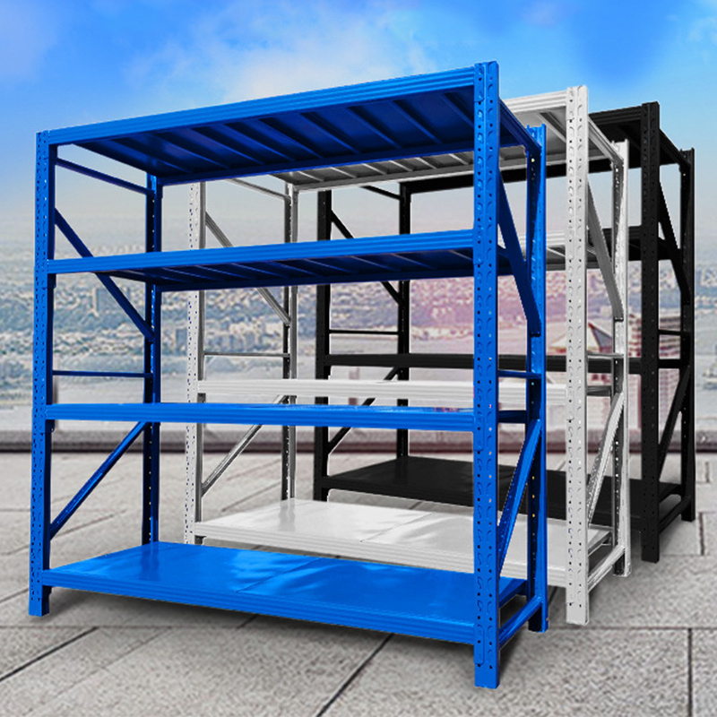 Express warehouse shelves shelves multi-layer heavy-duty household angle steel display rack medium-sized warehouse iron shelf ad