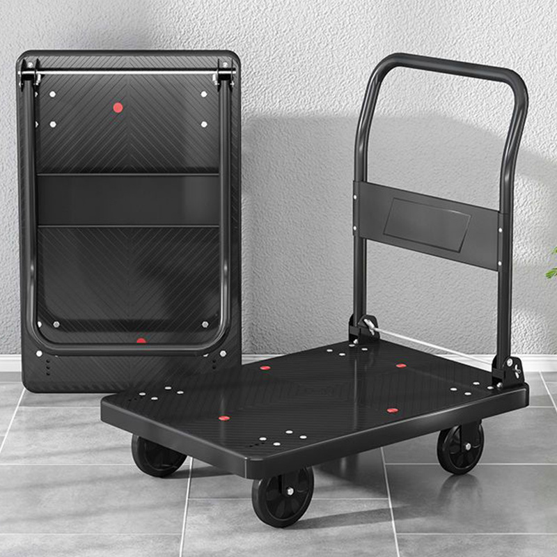 Factory price logistic platform steel folding cart flat warehouse handle hand platform moving trolley