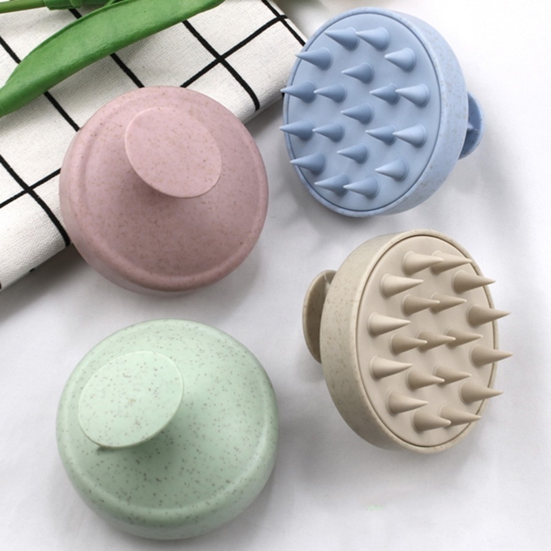 Wholesale Private Label Wheat Straw Hair Shampoo Brush Wet And Dry Silicone Scalp Massager Hair Brush For Hair Growth