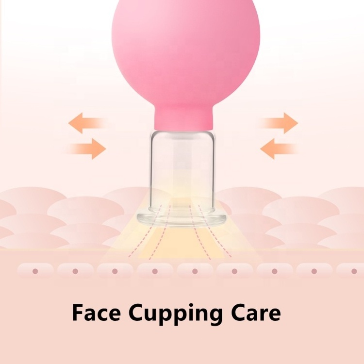 Professional Silicone Facial Cupping Cup Set Pink Face Lift Vacuum Facial Cupping Therapy Massager