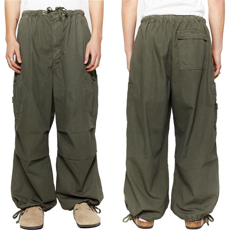 High Quality Outdoor Men Carpenter Trousers Khaki Streetwear Drawstring Six-pocket Baggy Custom Women Mens Parachute Cargo Pants