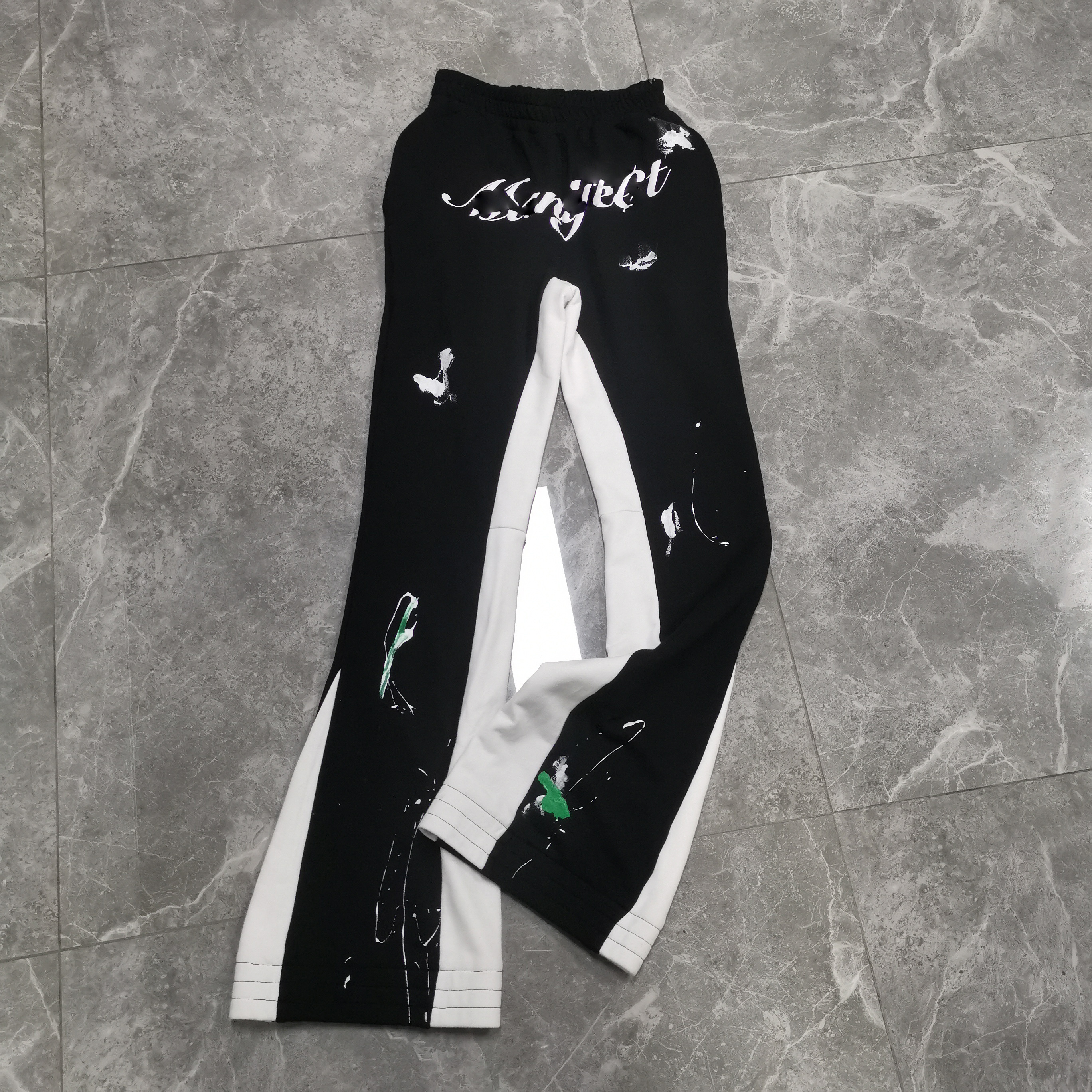 Stack Pant Flare Sweatpants High Quality Custom Men Jogger Sweat Pants Patchwork Graffiti Paint Splatter Elastic Men Flare Pants