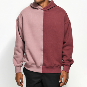 Wholesale Custom Oversized Men Sweat Shirt Color Block Split Hoodie