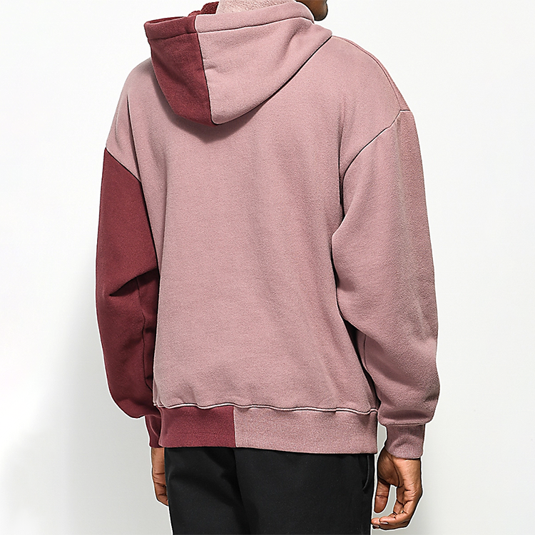 Wholesale Custom Oversized Men Sweat Shirt Color Block Split Hoodie