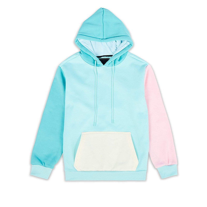 High Quality Cut and Sew Color Blocked Custom Fleece Polyester Cotton Unisex Pastel Hoodies for Men