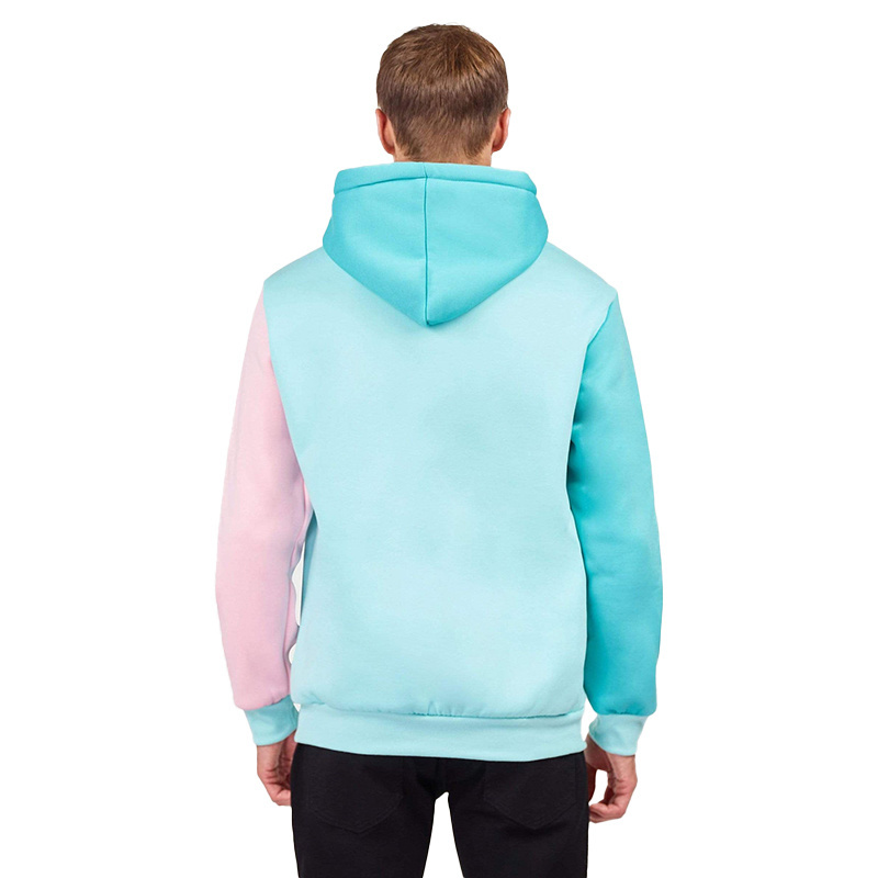 High Quality Cut and Sew Color Blocked Custom Fleece Polyester Cotton Unisex Pastel Hoodies for Men