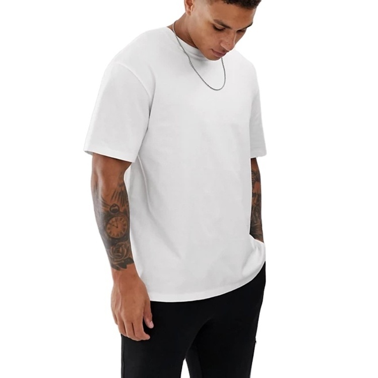 Wholesale White Blank Tees 100 Cotton Bamboo Men Tshirt Custom Printing Plain Oversized Mens T Shirt