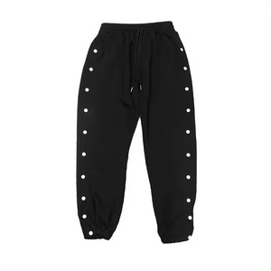 OEM Custom Casual Men Block Black Pocket Cargo Harajuku Pants Hip Hop Sweatpants Men Button Sweatpants