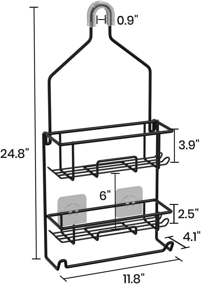 Shower Caddy Hanging over Shower Head with 10 Hooks for Razor Large Shampoo Holder Shower Hanger Rack Bathroom Organizer