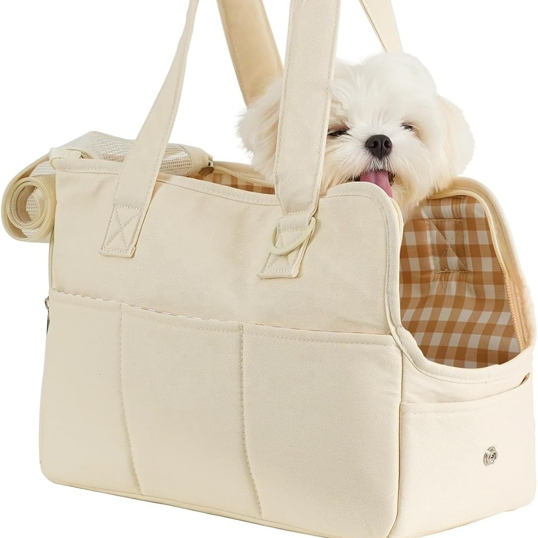 High Quality Fashion Handbag Durable Customized Dog Carrier Shoulder Bags Outdoor Hiking Travel Reusable Dog Quilted Tote Bag