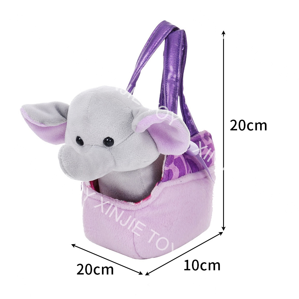 Wholesale custom cartoon plush animal teddy dog handbag toy 25cm plush brown teddy dog tassels handbag toy