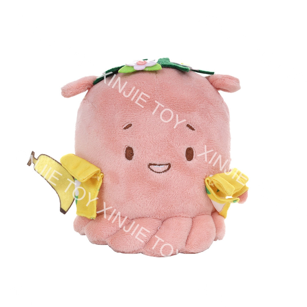 Sea animal octopus rag doll plush toy Custom pink crown cartoon Octopus stuffed animal plush toy for girl's birthday gift