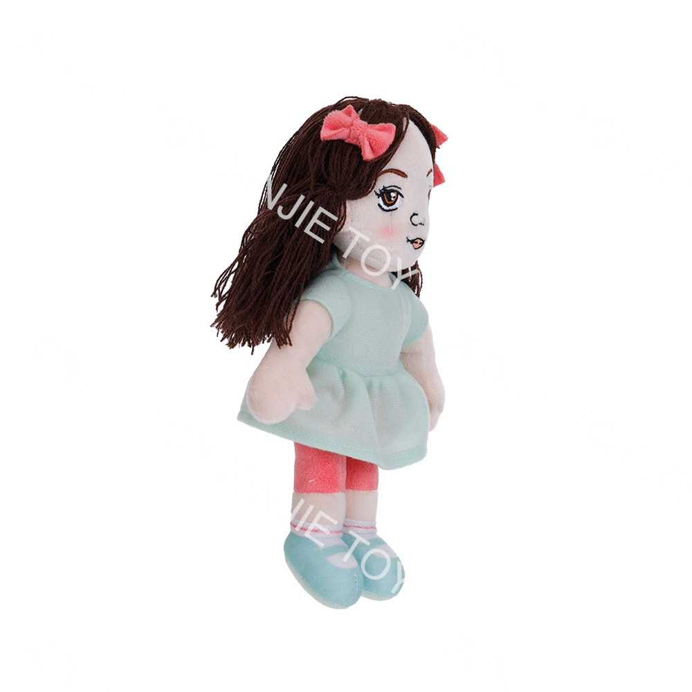 Animation peripheral plush black long hair big eyes doll toys Custom new standing beautiful girl plush toy rag doll girl gift