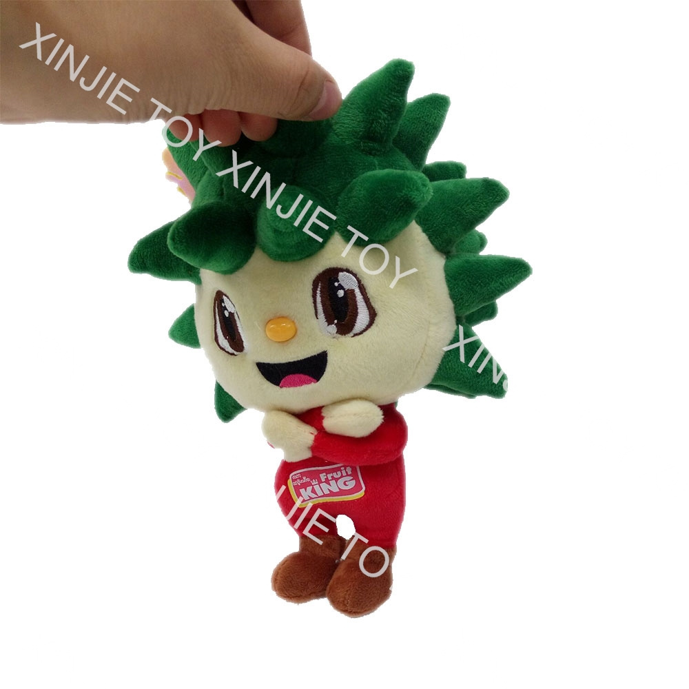 Custom 30cm Standing Plush Doll Toys Cartoon Human Plush Toy Masct with Crown Embroidery Printing Logo Spiky Hair Boy Costumes